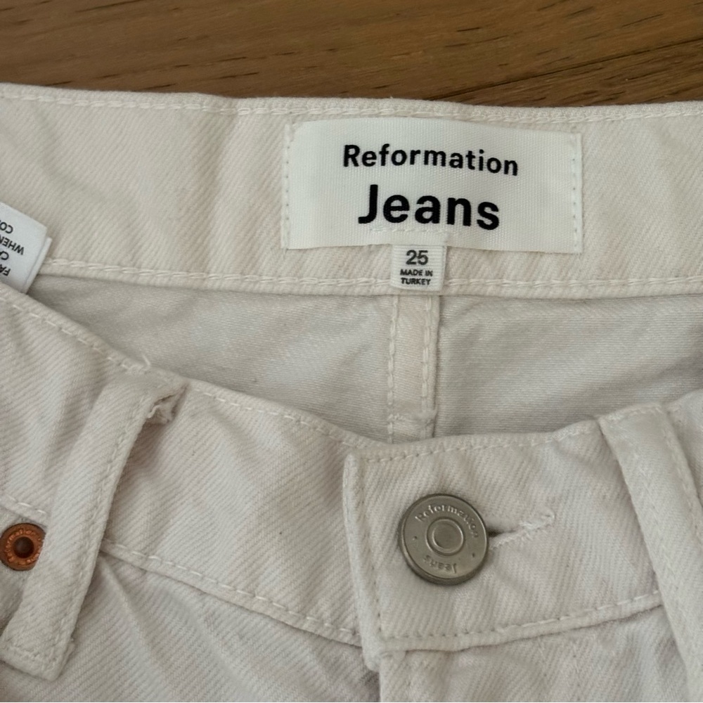 Reformation Women's Straight Leg Jeans - Cream - Picture 4 of 6